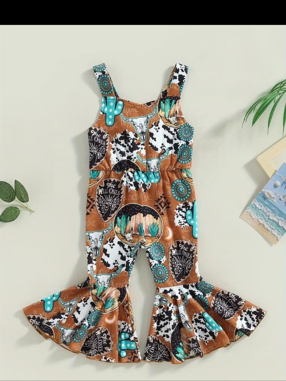 NWT Western Orange and Turquoise Patterned Jumpsuit - Picture 2 of 11